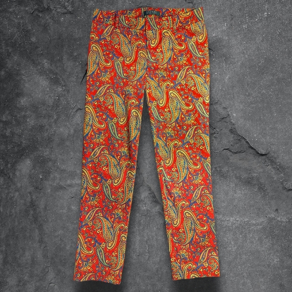 Lauren Ralph Lauren Red Paisley Straight Leg Women's Slacks sz 2P - Picture 1 of 5